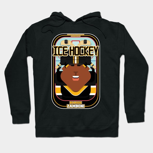 Ice Hockey Black and Yellow - Boardie Zamboni - Aretha version. Hoodie by Boxedspapercrafts